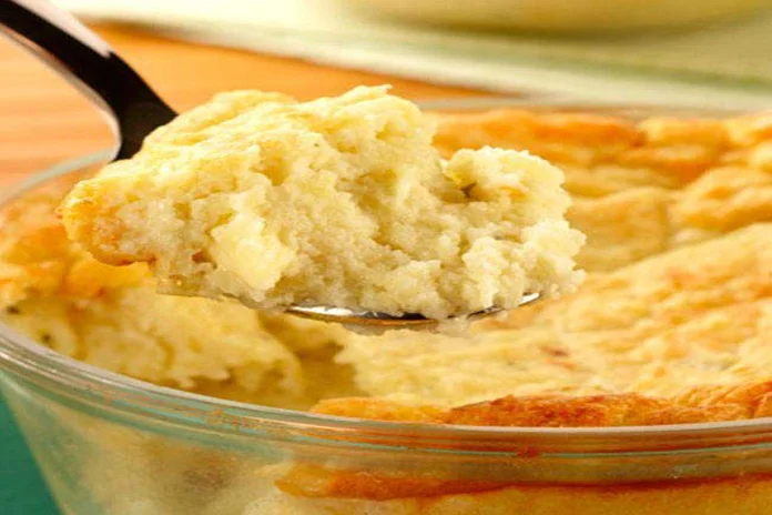 suflê de batata doce com frango desfiado