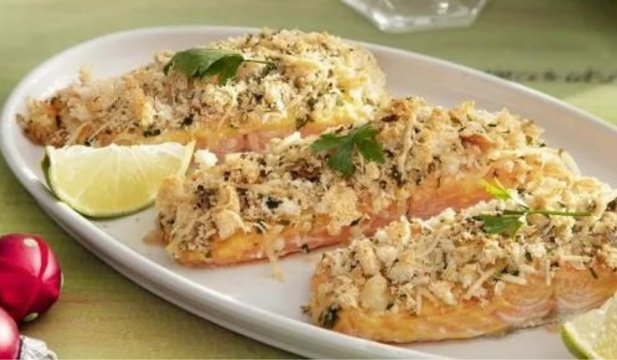 salmão com crosta de parmesão