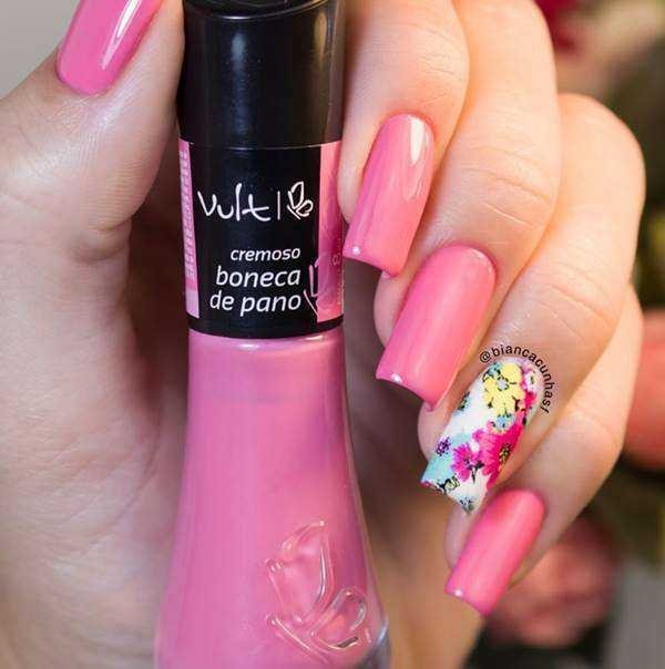 80 fotos de unhas bonitas decoradas em cor de rosa