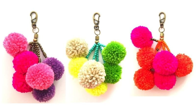 Dicas de Chaveiro de Pompom de Lã Dicas de Chaveiro de Pompom de Lã