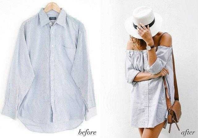 Como transformar camisa masculina em vestido ombro a ombro