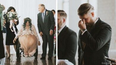 Mulher paralisada surpreende ao se levantar para andar pelo corredor durante seu casamento