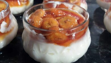 Sobremesa de banana na taça deliciosa charmosa e perfeita para qualquer ocasião