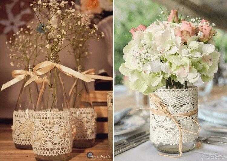 80 Garrafas decoradas com renda