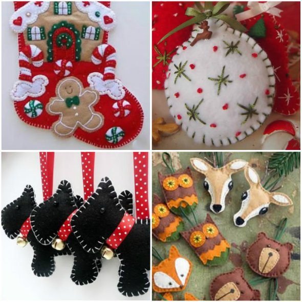 Enfeites de Feltro Fáceis de Fazer para o Natal com Moldes