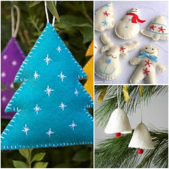 30 formas de fazer enfeites com feltro para o Natal