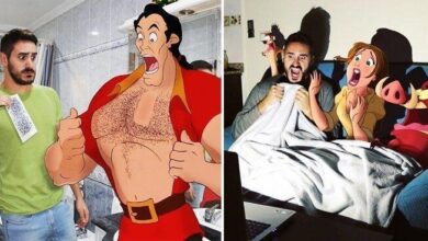 Ele inclui os personagens da Disney em sua rotina e o resultado não poderia ser melhor.