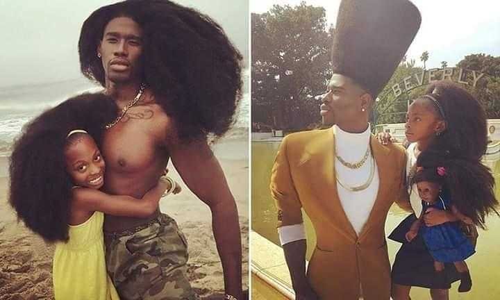 Essa dupla de pai e filha têm captado as atenções da internet com os seus penteados naturais