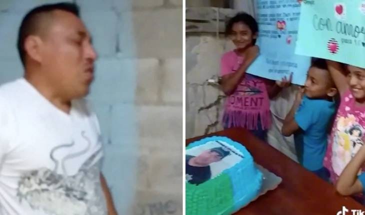 Homem humilde chora ao ganhar o primeiro bolo de aniversário de sua vida