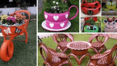 decoracao jardim pneus separador