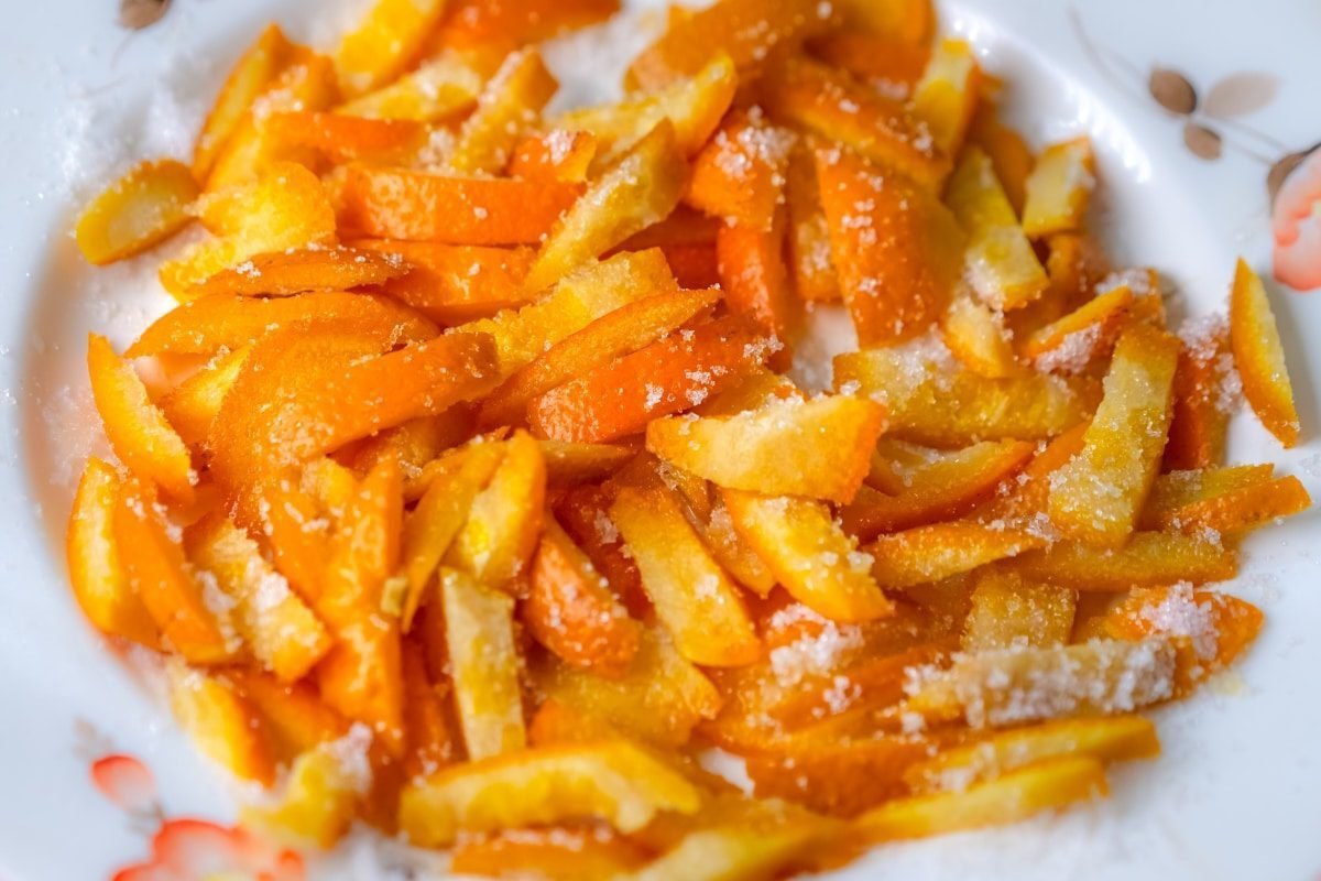 cascas de laranjas cristalizadas
