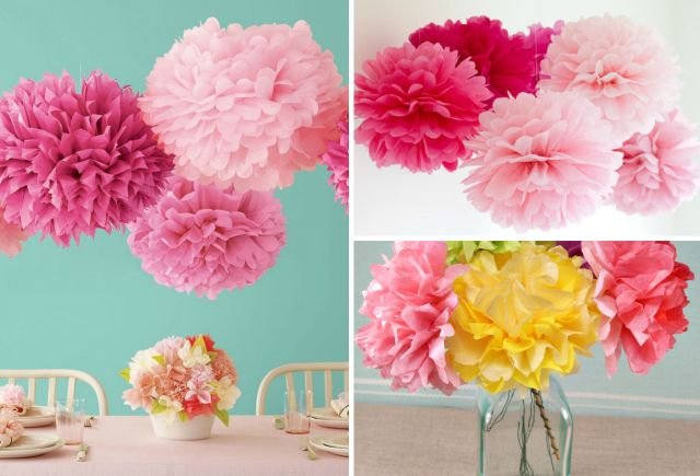 enfeites de pompons de papel 