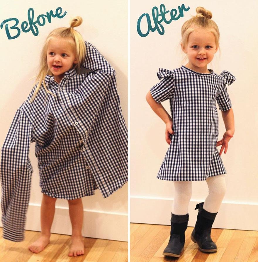 1503522412 721 mae usa camisas antigas para fazer vestidos para as filhas e o resultado e incrivel