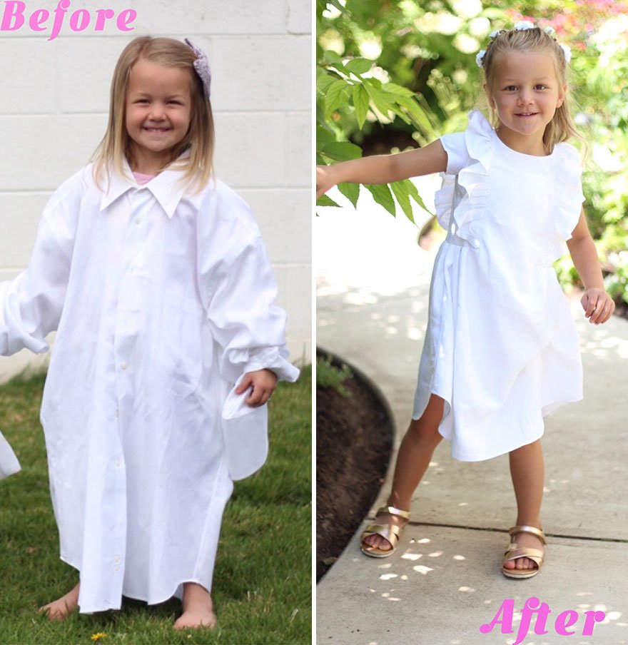 1503522405 372 mae usa camisas antigas para fazer vestidos para as filhas e o resultado e incrivel