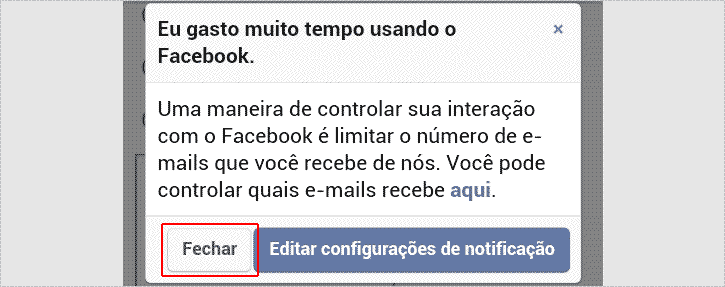 Ignorando notificação do Facebook e prosseguindo para desativar conta Ignorando notificação do Facebook e prosseguindo para desativar conta