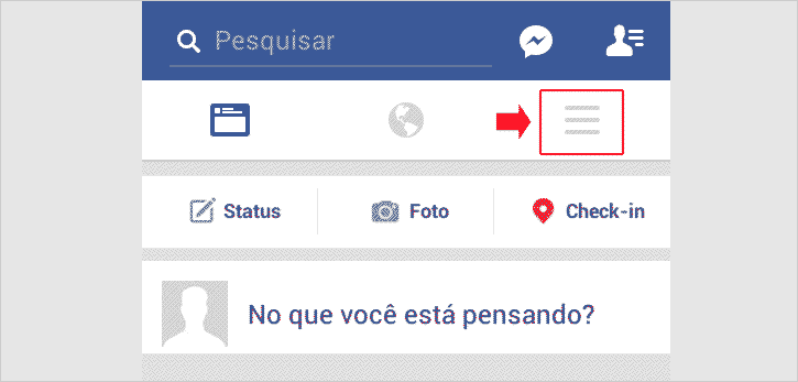Acessando o menu do Facebook para desativar conta pelo celular Acessando o menu do Facebook para desativar conta pelo celular