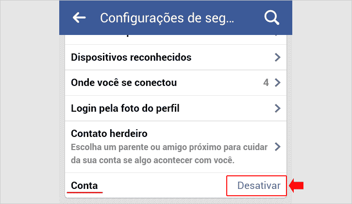 Desativar conta do Facebook pelo celular Desativar conta do Facebook pelo celular