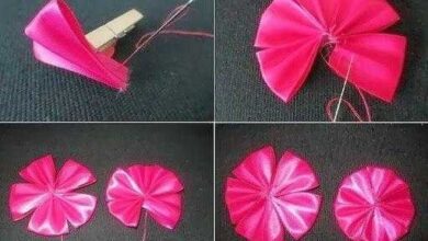 Como fazer Flor de Fita de Cetim Dobrada