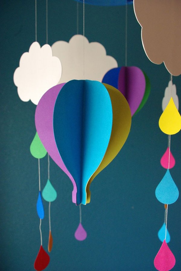 balao com papel no mobile