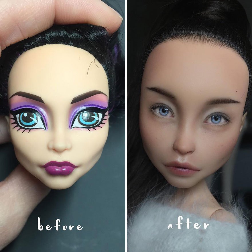 Artista remove maquiagem de bonecas para dar um olhar mais
