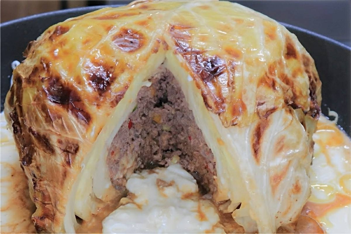 Repolho recheado com carne moída a melhor receita com repolho que já provei
