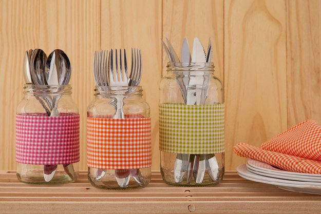 pote de vidro reciclado na cozinha