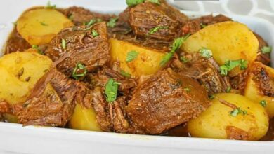 Acém com batata na pressão