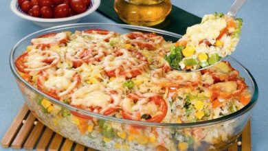 Arroz de forno com legumes