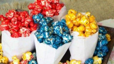 Pipoca doce colorida deliciosa