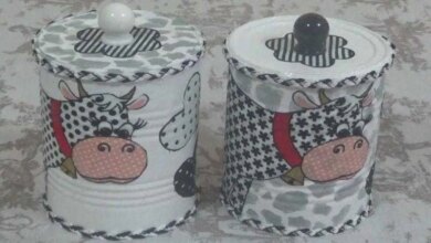 Como decorar lata de leite com tecido